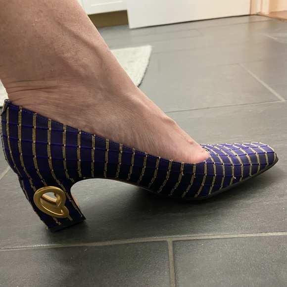 Costa Blanca Purple & Gold Block Heels W/Heart Cutout Women Size 6 1/2M, - Picture 13 of 16